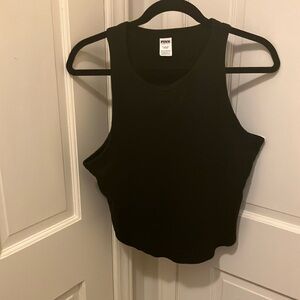 PINK Victoria's Secret Black Fitted Crop Tank Top
